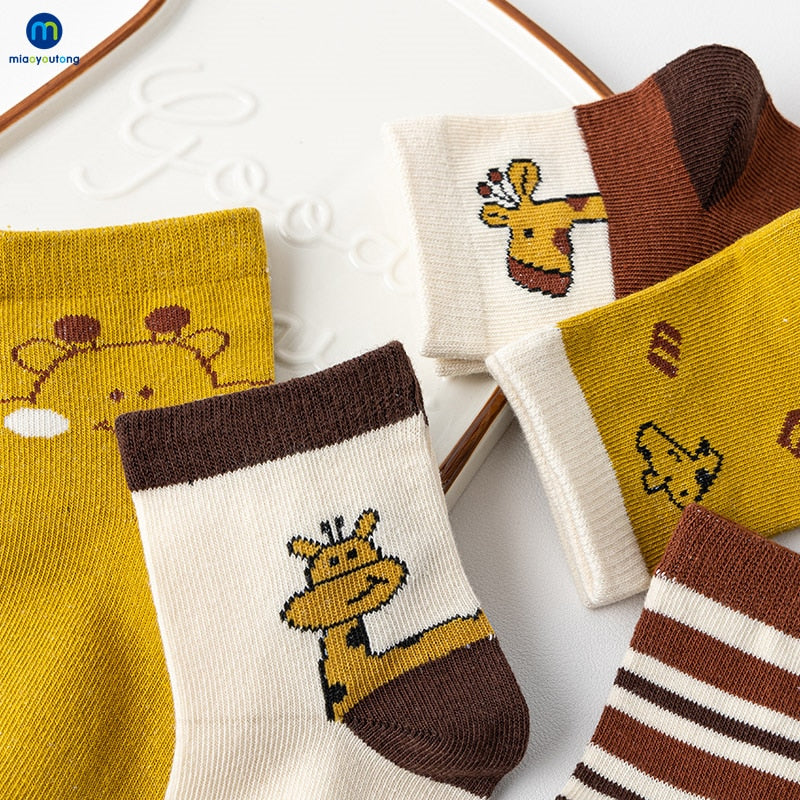 5 Pairs /Lot Baby Girls Socks Autumn Winter Cartoon Combed Cotton