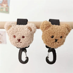 2Pcs/set Cute Bear Baby Stroller Hook and 360 Degree Loop