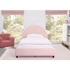 Round Headboard Upholstered Twin Bed