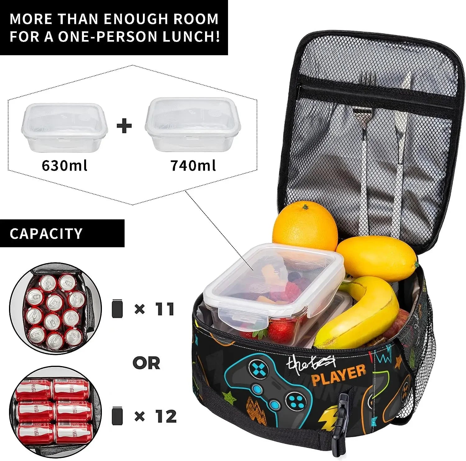 Gamer Controller Insulated Lunch Bag