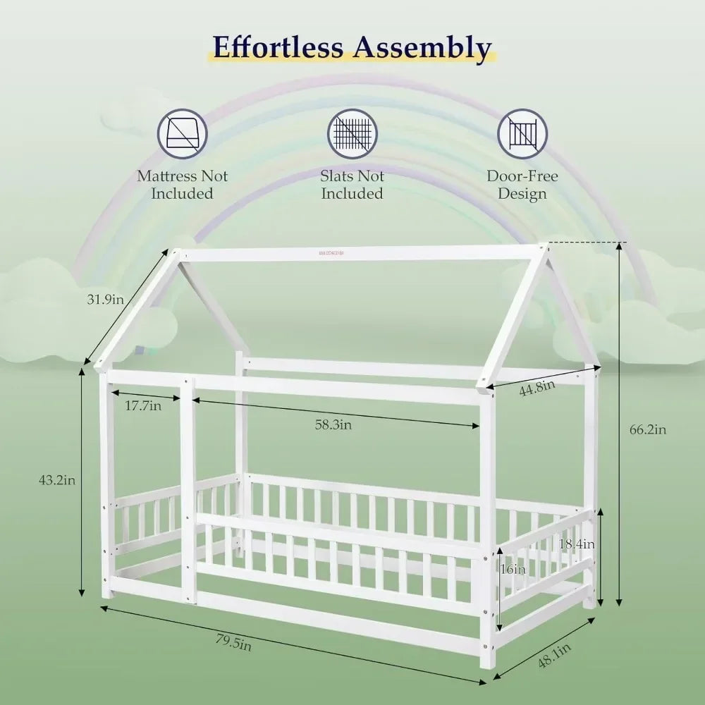 Twin Montessori floor-to-ceiling bed