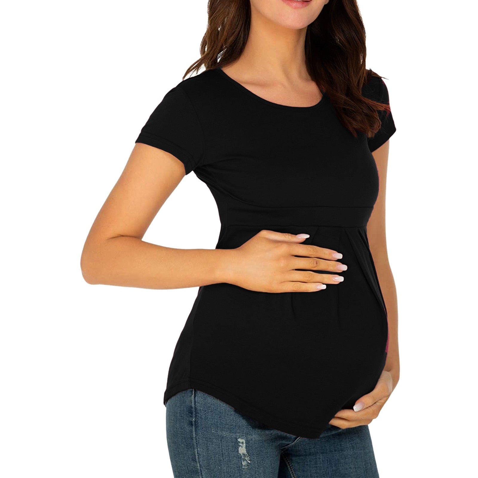 Women's Shirt Maternity Floral Printed Nursing Tops Breastfeeding Double Layer Pregnancy Clothes