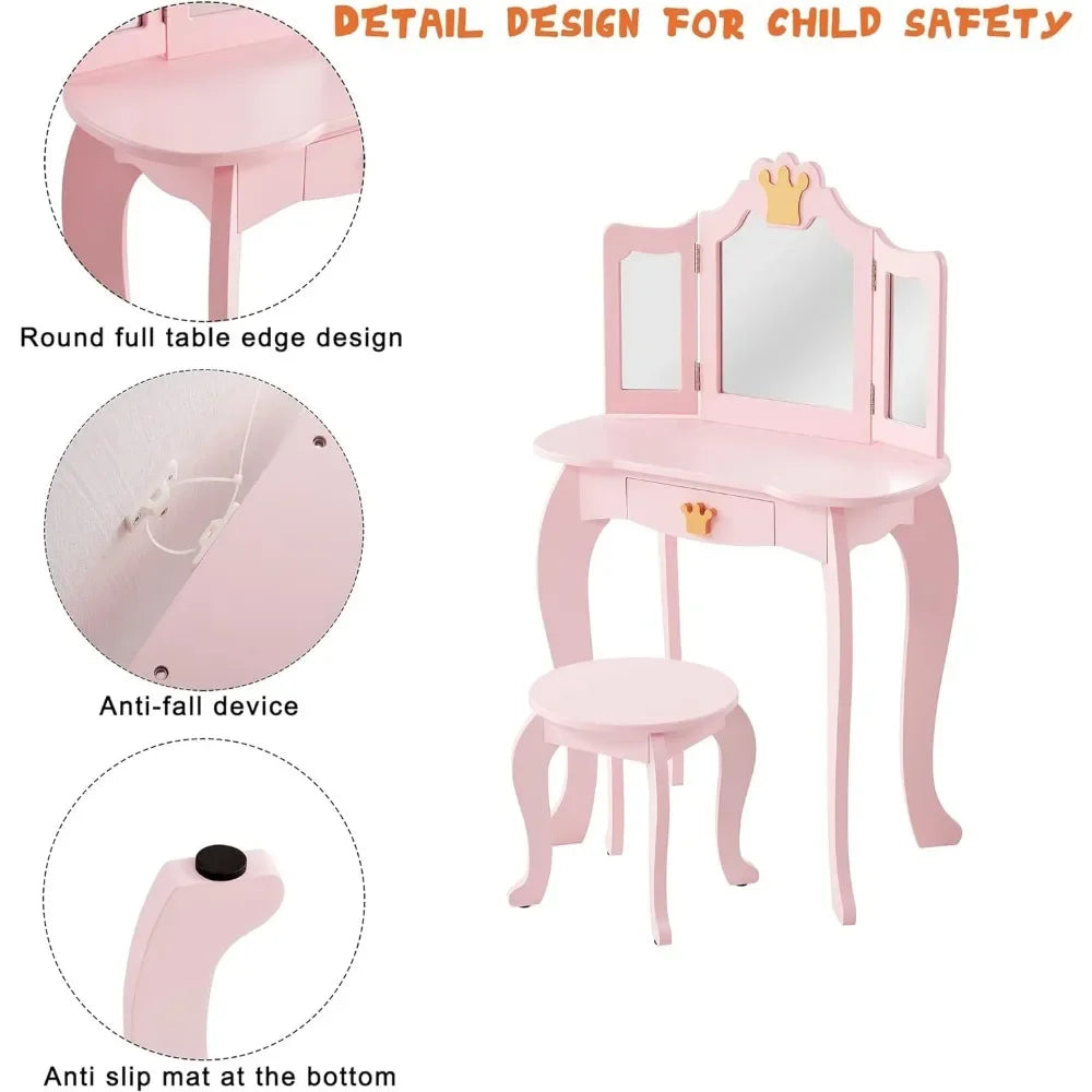 Kids Vanity Table and Chair Set