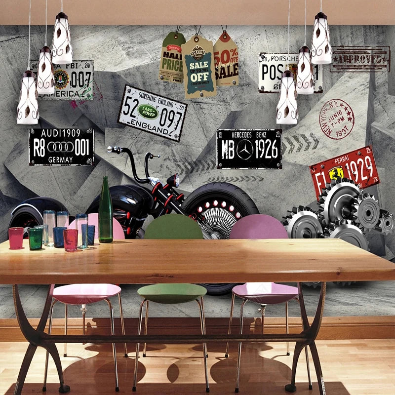 Custom 3D Mural Motorcycle Wallpaper