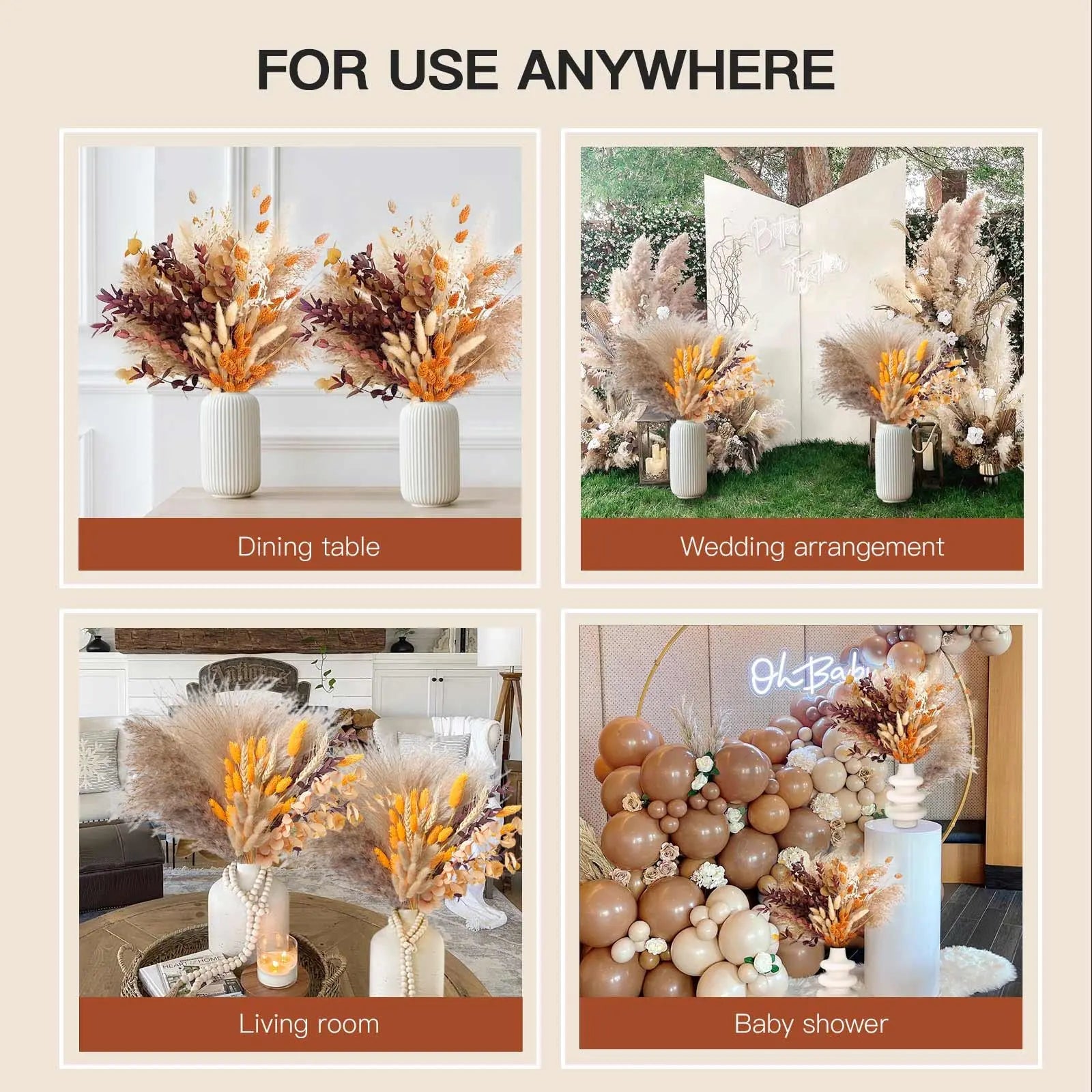 Boho Flowers Orange Pampas