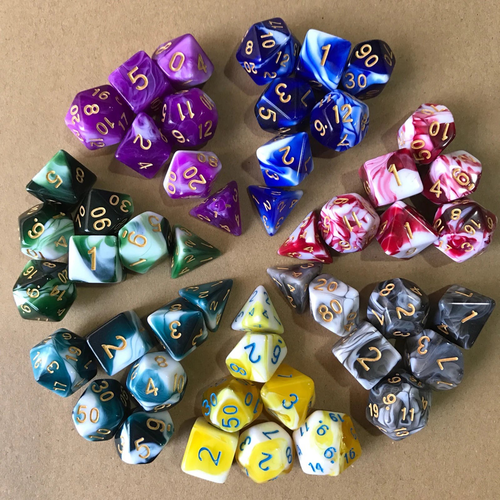 Double-Colors Polyhedral Dices Set