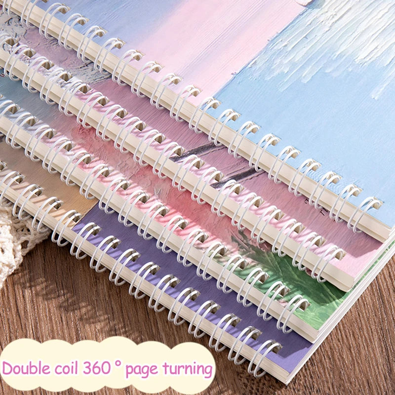 A5 Oil Painting Cover Coil Lined Notebook