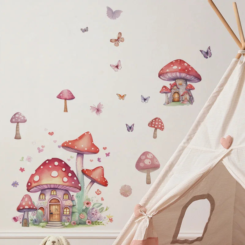 Cartoon Mushroom Vinyl Wall Stickers