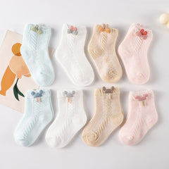 4Pcs Cute Baby Socks Mesh Infant Newborn