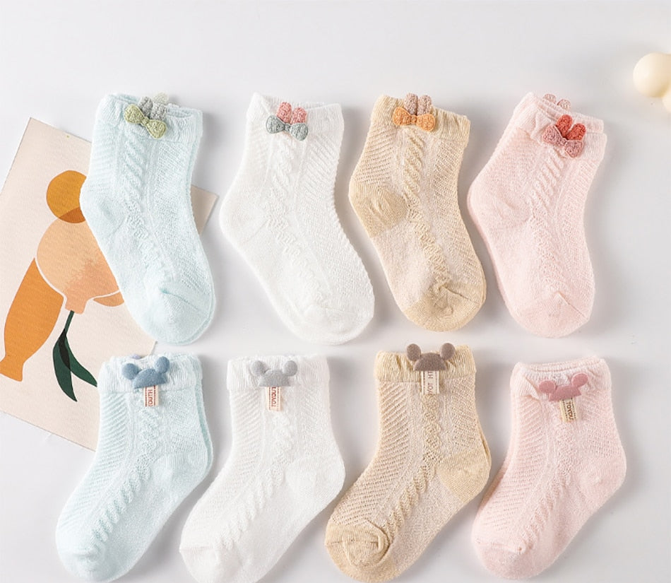 4Pcs Cute Baby Socks Mesh Infant Newborn