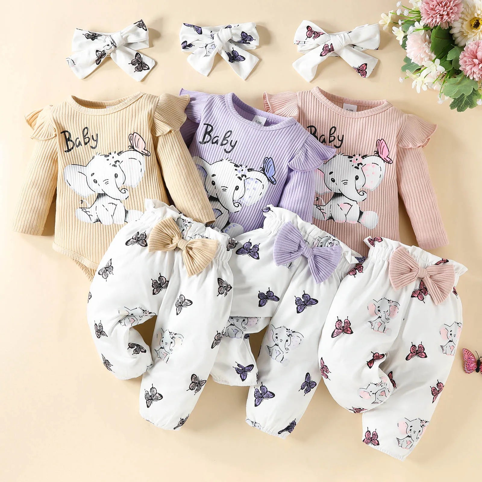 3Pcs Autumn Infant Girls Clothes Set