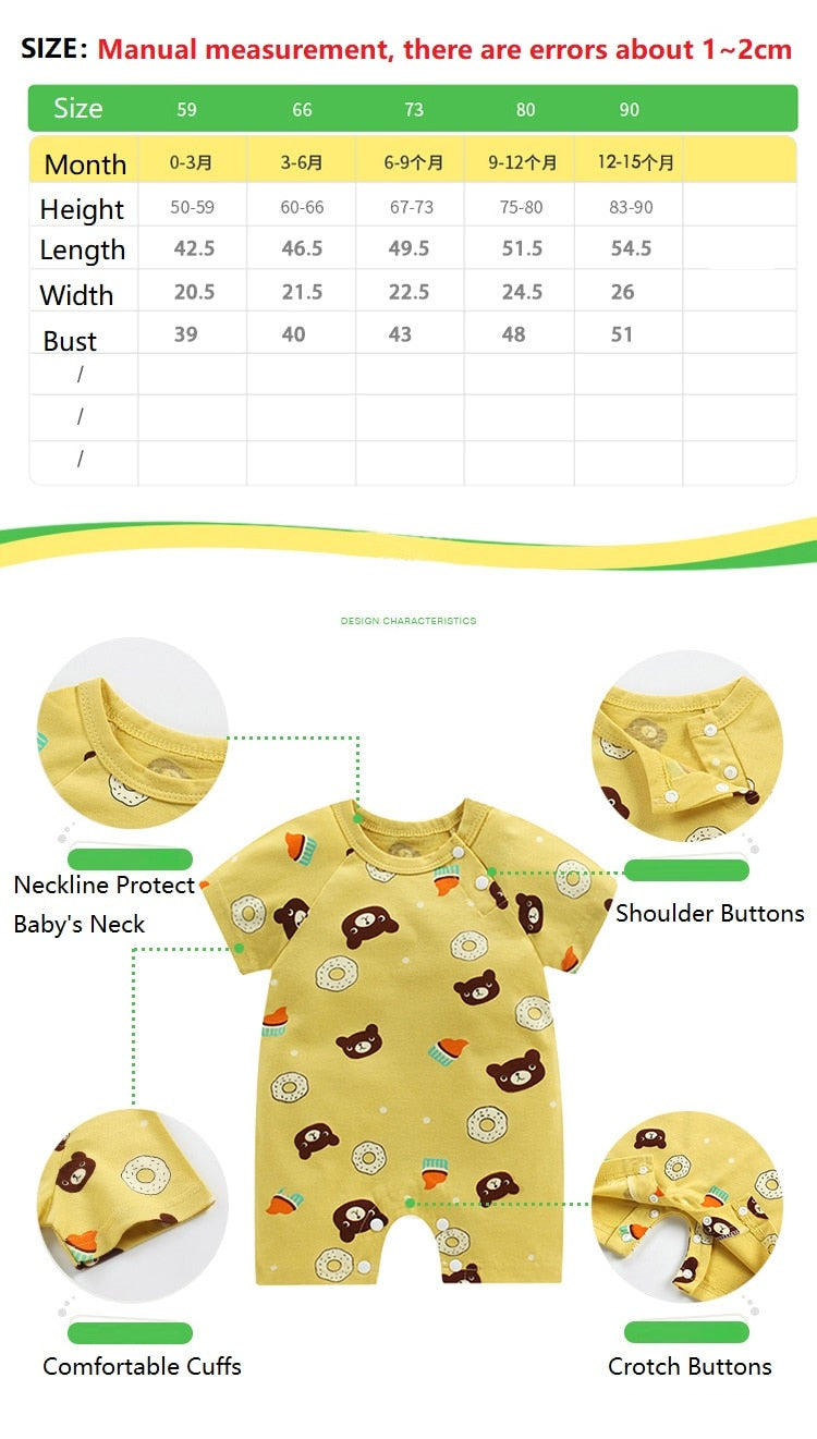 Newborn Baby Boy & Girl Cotton Bodysuit Romper Infant