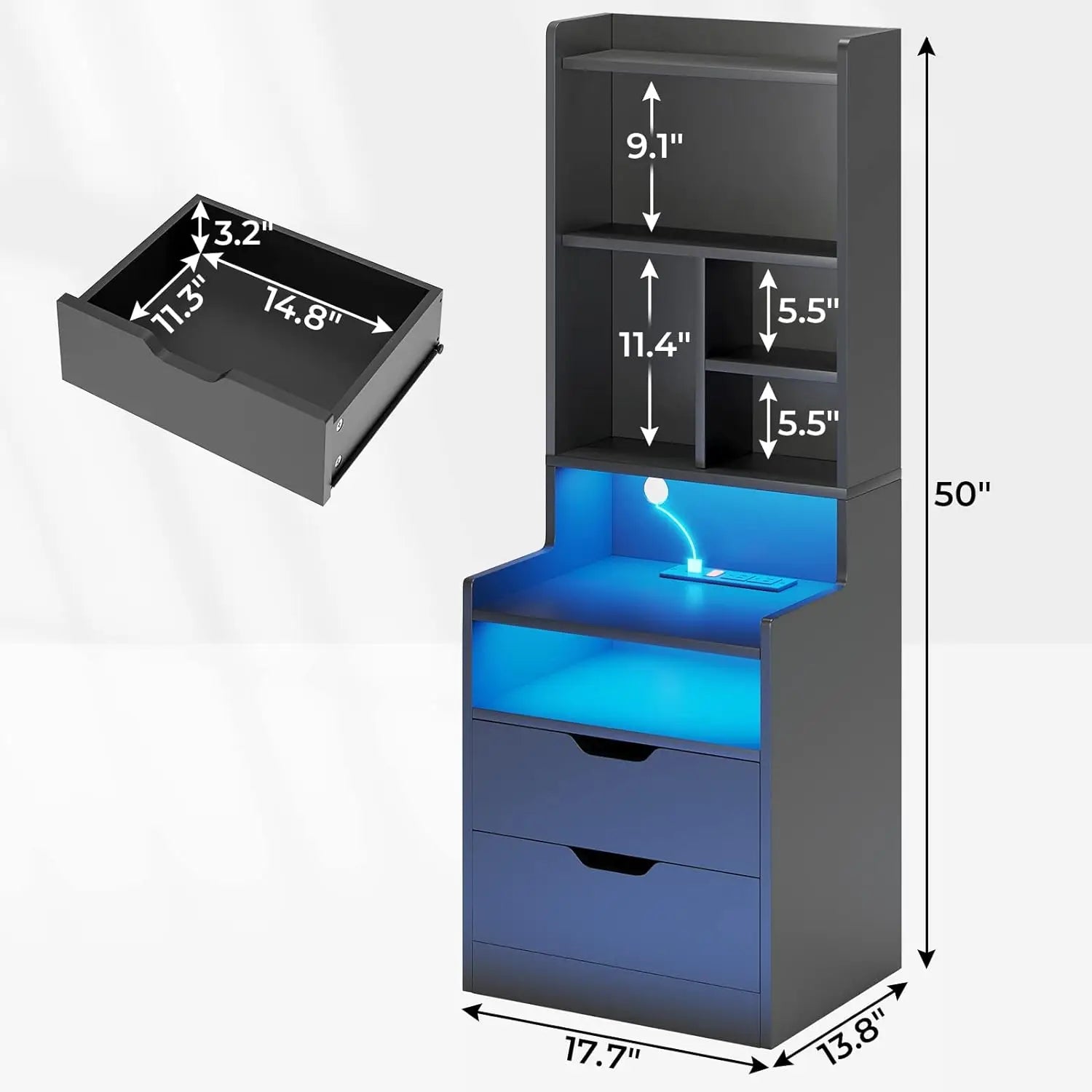 LED Nightstand Charging Station Set