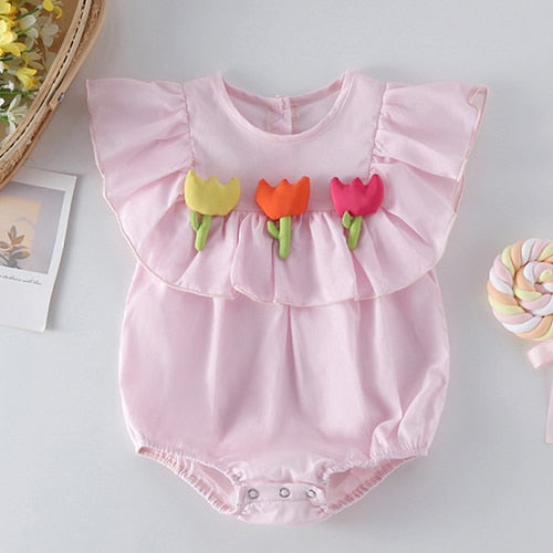 Toddler Baby Girl Romper Print Infant Jumpsuit 0-24M