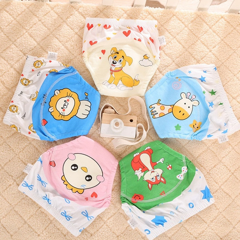 6 Layers Cute Cartoon Training Pants Baby Washable Underwear Infant Breathable Reusable Nappies