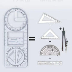 Multi Functional 360 ° Movable Geometric Drawing Ruler