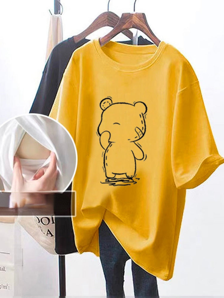 Cotton Nursing T-shirt Maternal Woman Breastfeeding Clothes Lactation pregnancy