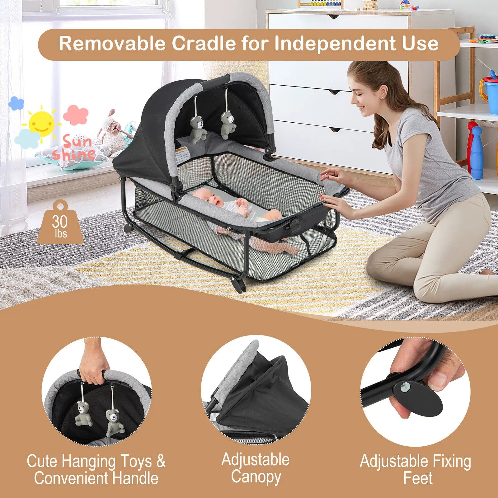 Babyjoy 5 in 1 Portable Baby Playard