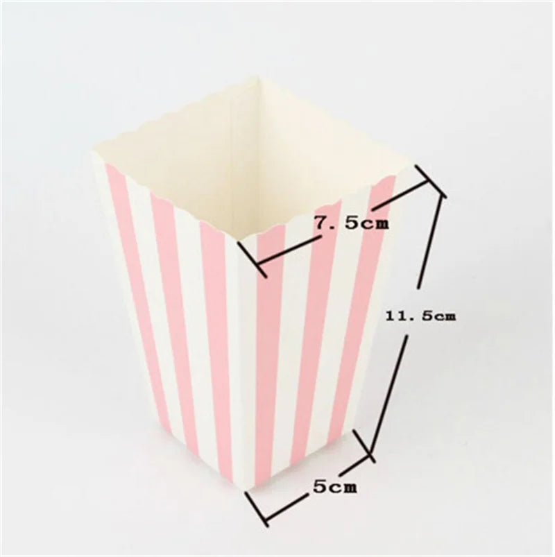 Pink Dot Wave Striped Paper Popcorn Box