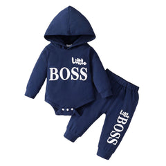 Spring 0-24 Months Newborn Baby Boy 2PCS Set Long Sleeve Hoodie Jumpsuit