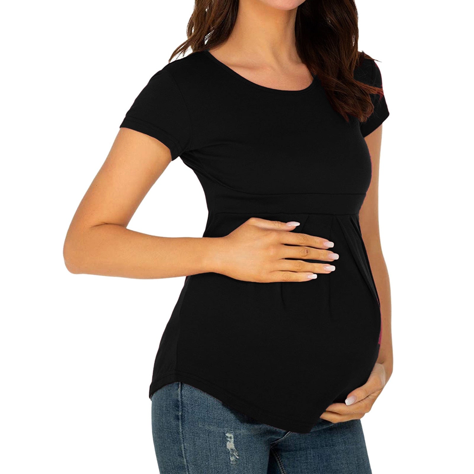 Women's Shirt Maternity Floral Printed Nursing Tops Breastfeeding Double Layer Pregnancy Clothes