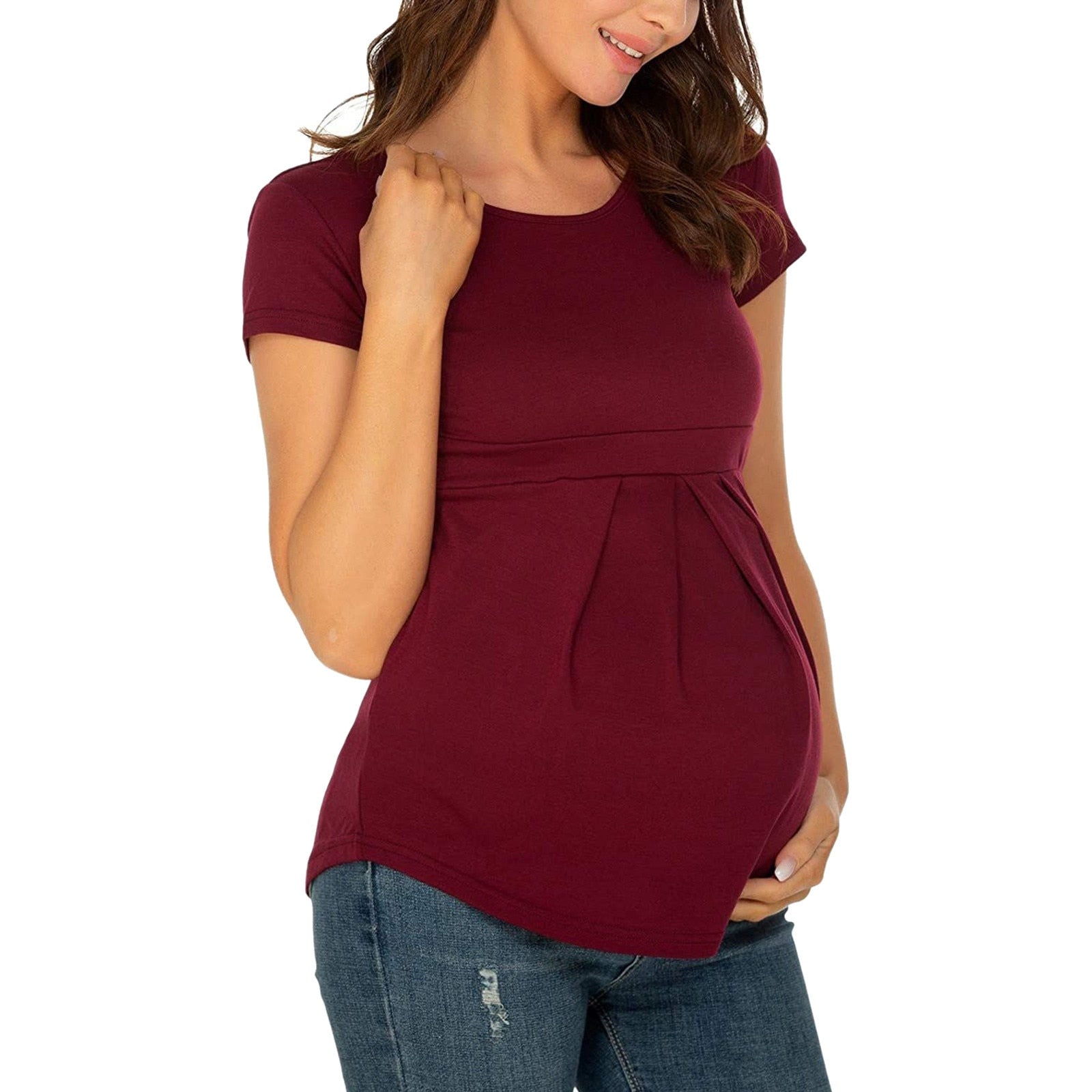 Women's Shirt Maternity Floral Printed Nursing Tops Breastfeeding Double Layer Pregnancy Clothes