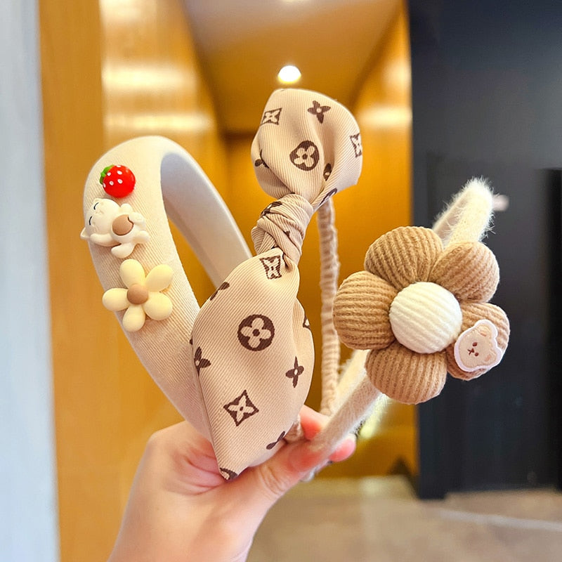 3 Pcs/Set Girls Cute Coffee Color Cartoon Flower Hairbands