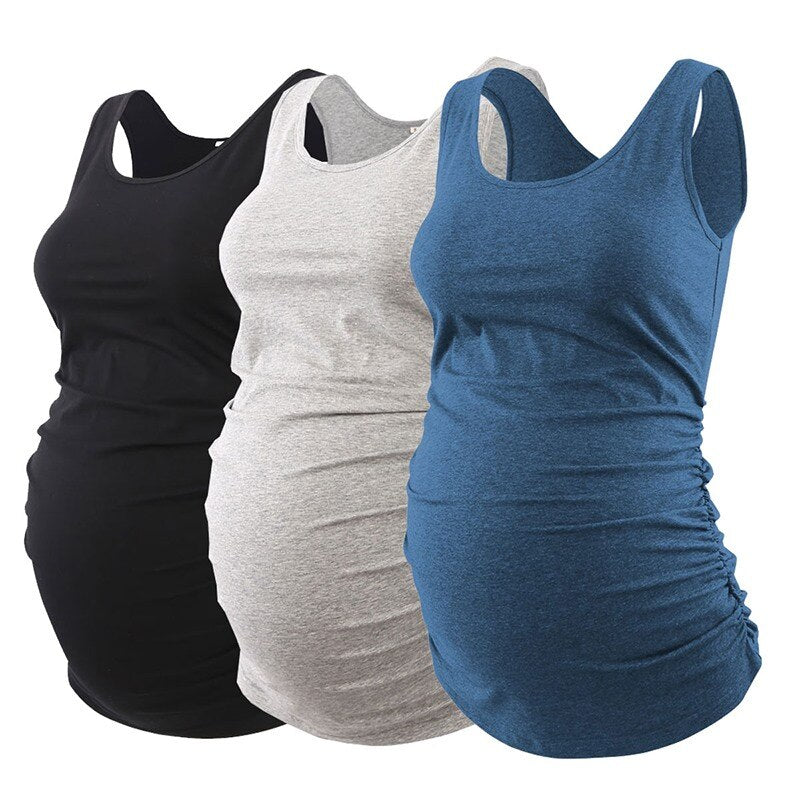 Maternity Tops Basic Maternity Clothes Tank Top Pregnancy Shirt Ruched Casual