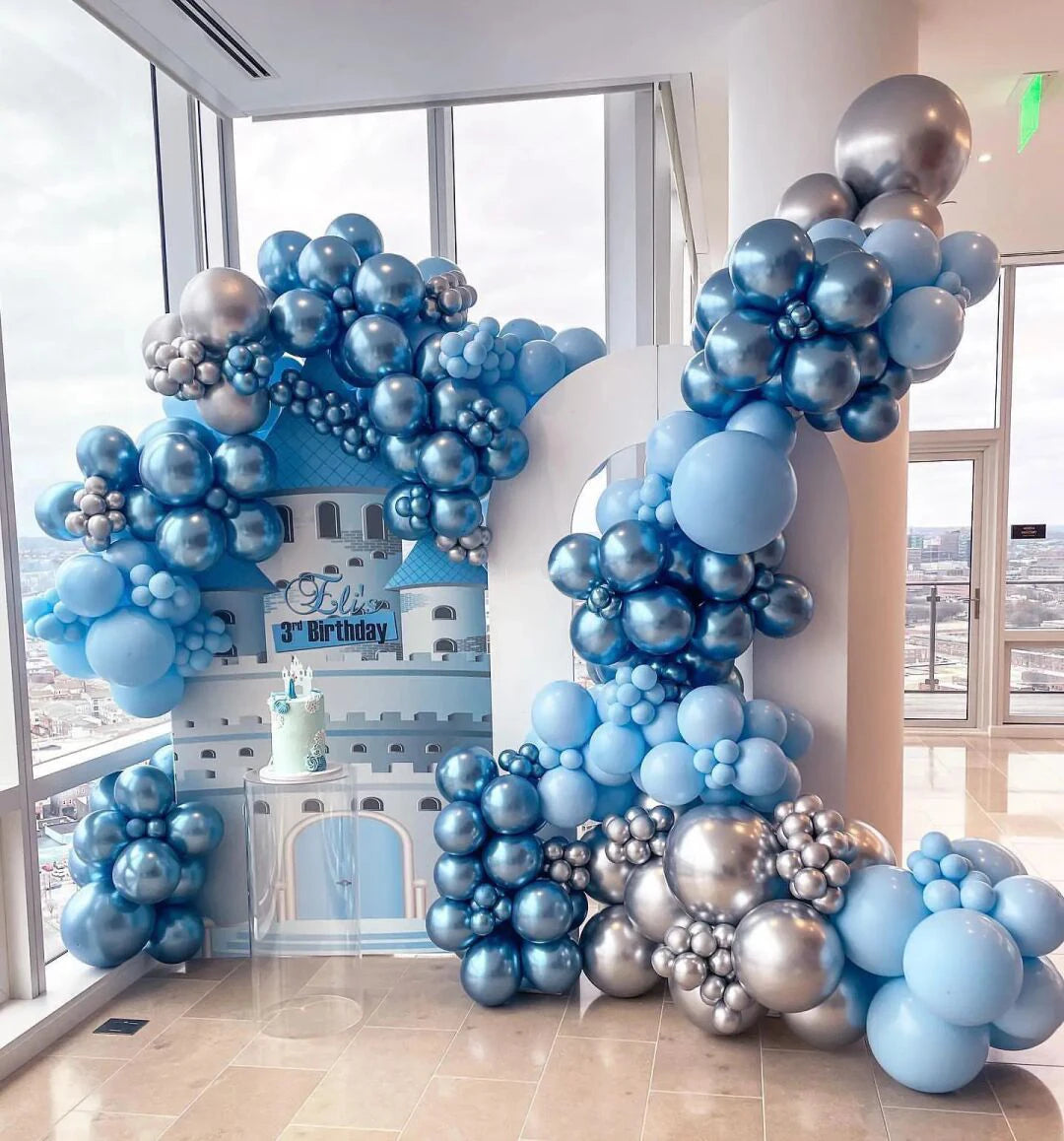 Burgundy Blue Gold Balloon Arch Kit