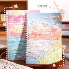 A5 Oil Painting Cover Coil Lined Notebook