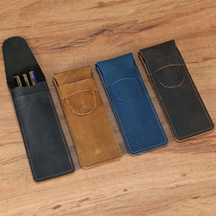 Portable Vintage PU Leather Pen Case