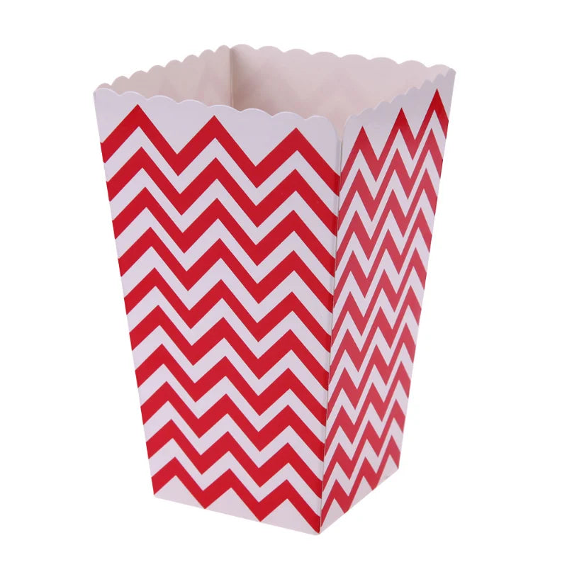 Pink Dot Wave Striped Paper Popcorn Box