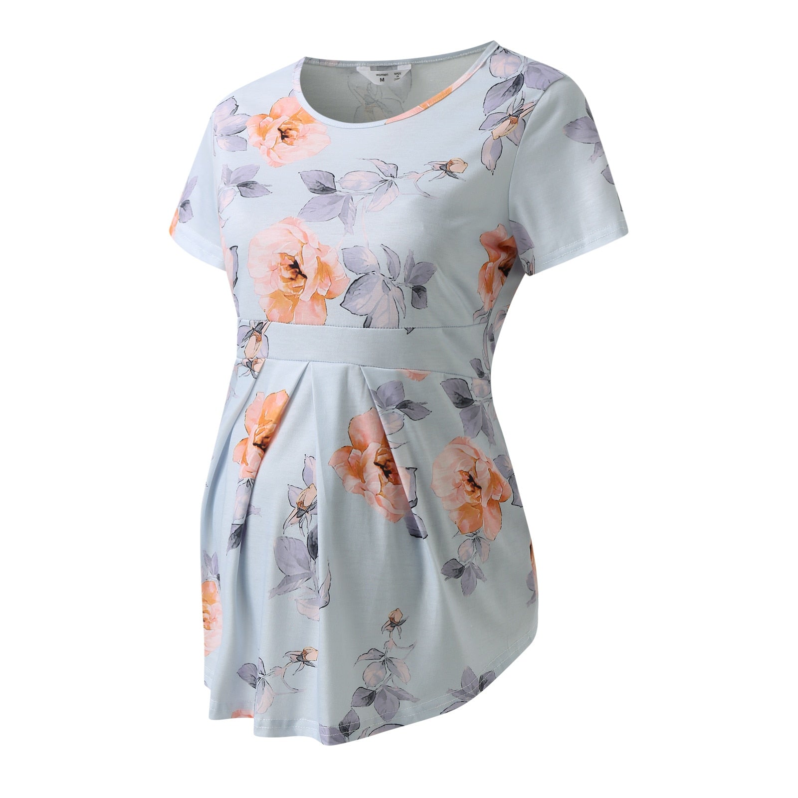 Women's Shirt Maternity Floral Printed Nursing Tops Breastfeeding Double Layer Pregnancy Clothes