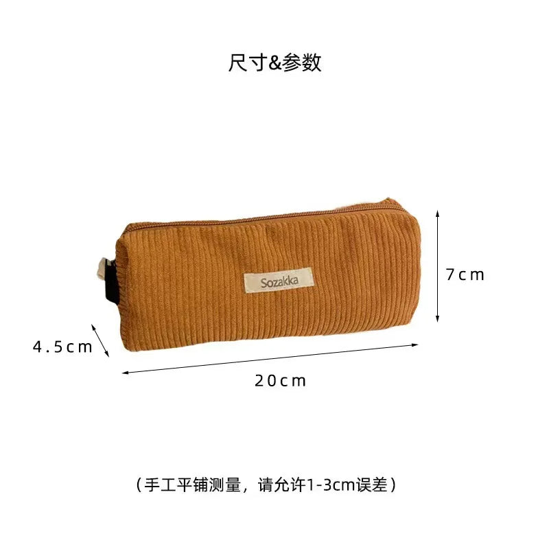 Corduroy Large Capacity Pencil Case