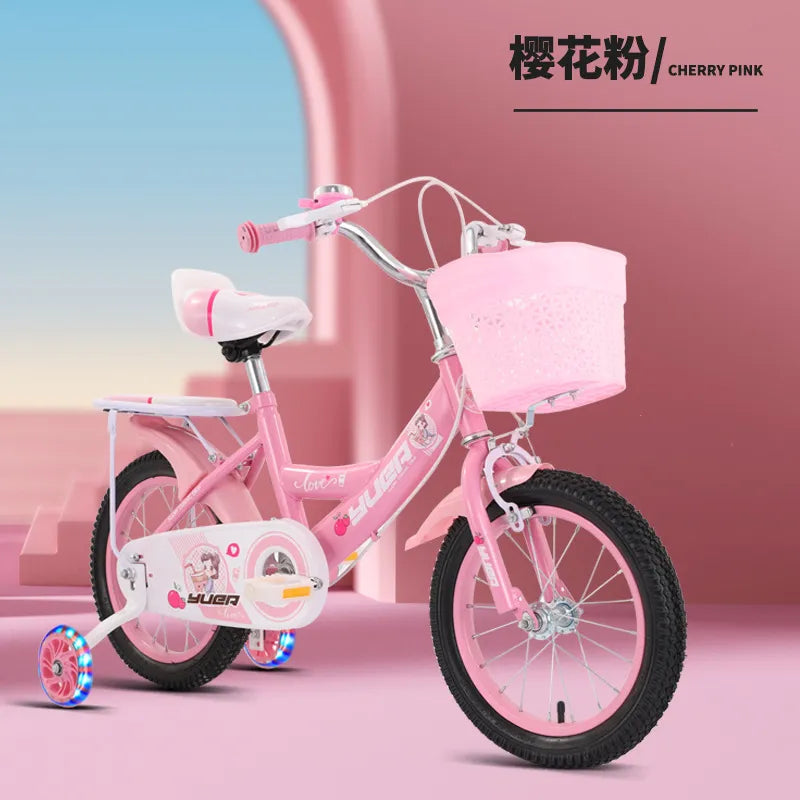 Children's Bicycle With Auxiliary Wheels & Basket