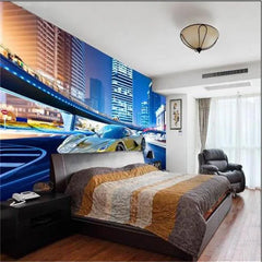 Car City Night Landscape 3D Wall Wallpaper