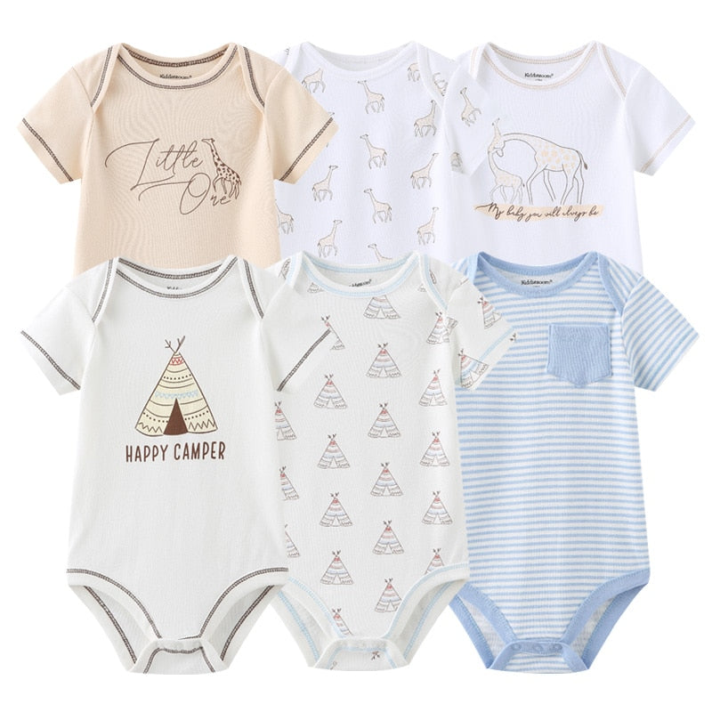 6PCS/Set Unisex Newborn Baby Cotton Cartoon Girls Jumpsuits