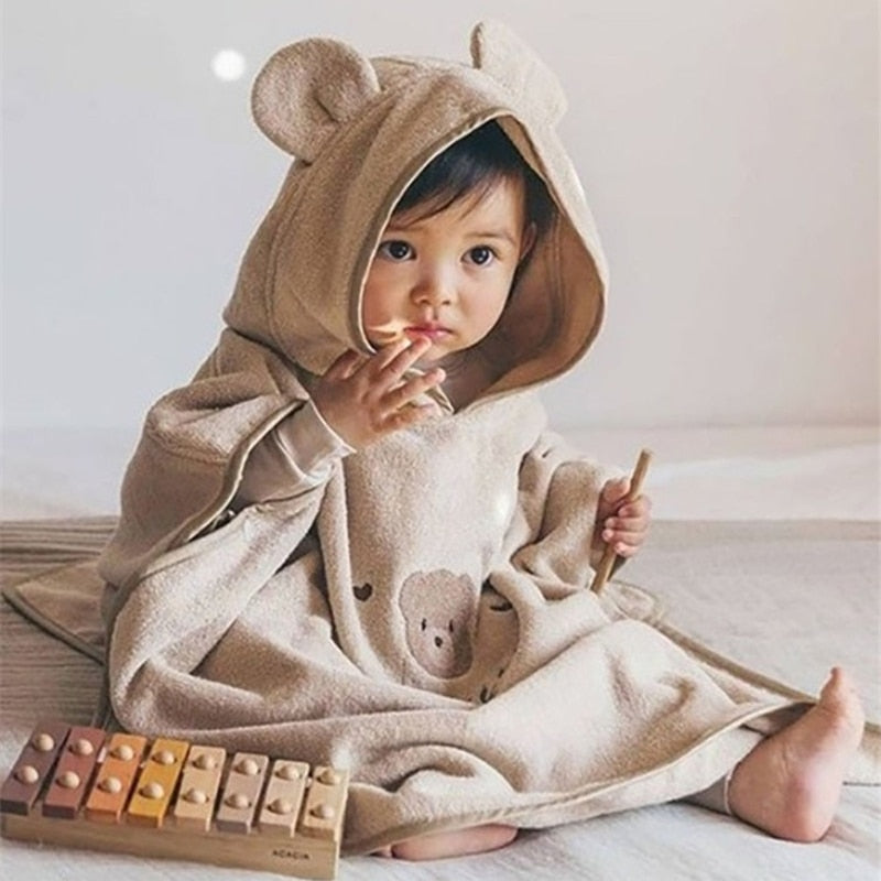 Cartoon Baby Bath Towel Microfiber Cotton Hooded Beach Towel