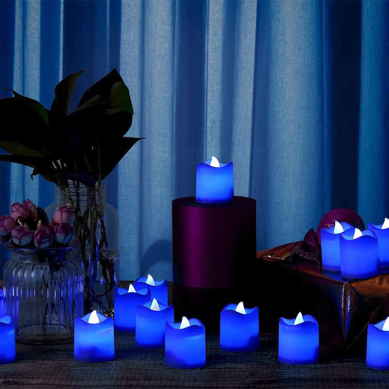 Blue Light Flameless Flickering Candles