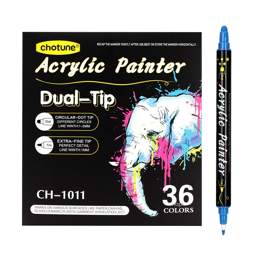 Acrylic Gouache Paint Dual Tip Markers