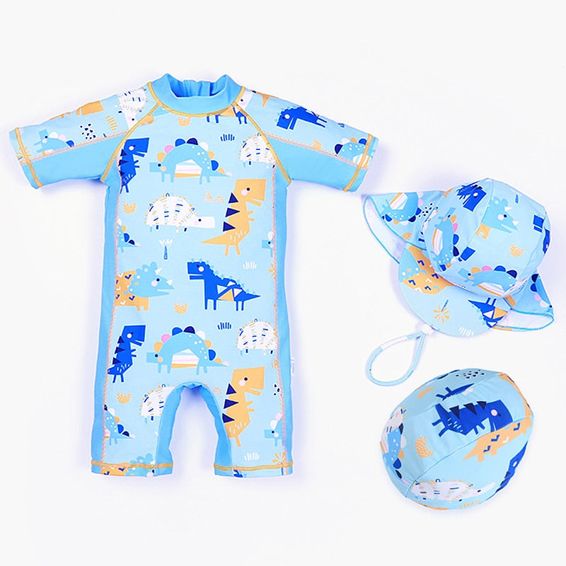 Conjoined Body Super Cute Mechanical Dinosaur 3 Piece Set Swimsuit