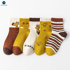 5 Pairs /Lot Baby Girls Socks Autumn Winter Cartoon Combed Cotton