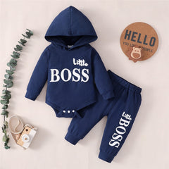 Spring 0-24 Months Newborn Baby Boy 2PCS Set Long Sleeve Hoodie Jumpsuit