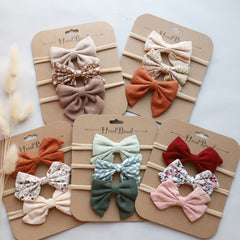 3pcs/Set Cotton Nylon Headbands Baby Hair Bows