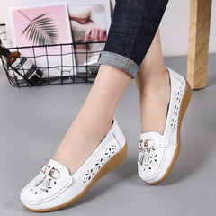 Cowhide Shallow Shoes Flat-bottomed Pregnant Women